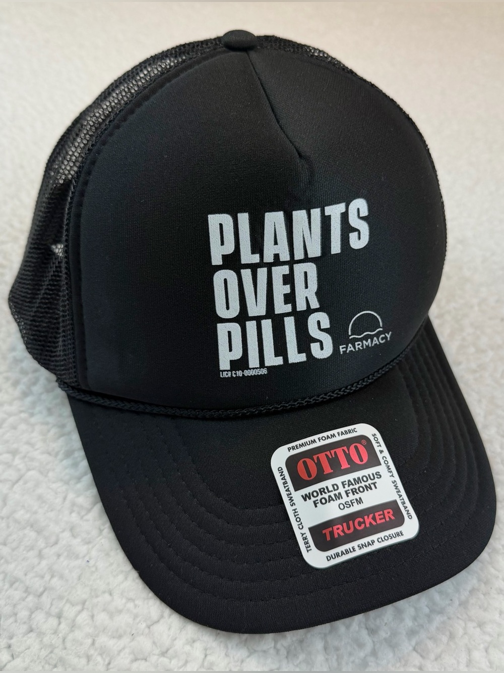 (NWOT) OTTO • Farmacy Black/White "Plants Over Pills" Trucker Hat, OS - Picture 10 of 11